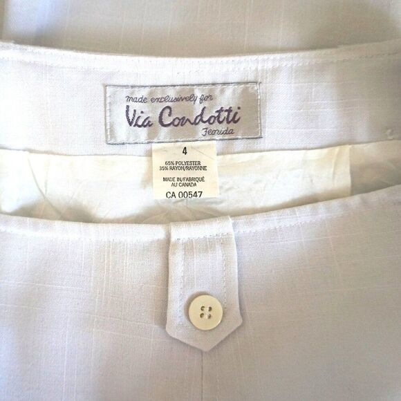 VIA CONDOTTI Vintage Career Skirt Womens Size 4 Classy White Knee Length Pleated - Picture 5 of 10